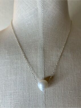 Classic White Pearl Pendant Necklace on Sterling Chain